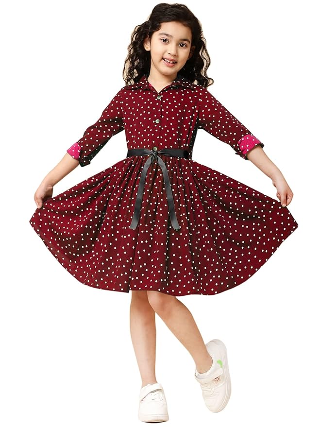 Girls Cotton Striped Shirt Dress